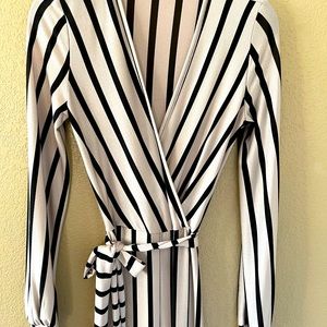 Beige and Black Stripe Jumpsuit